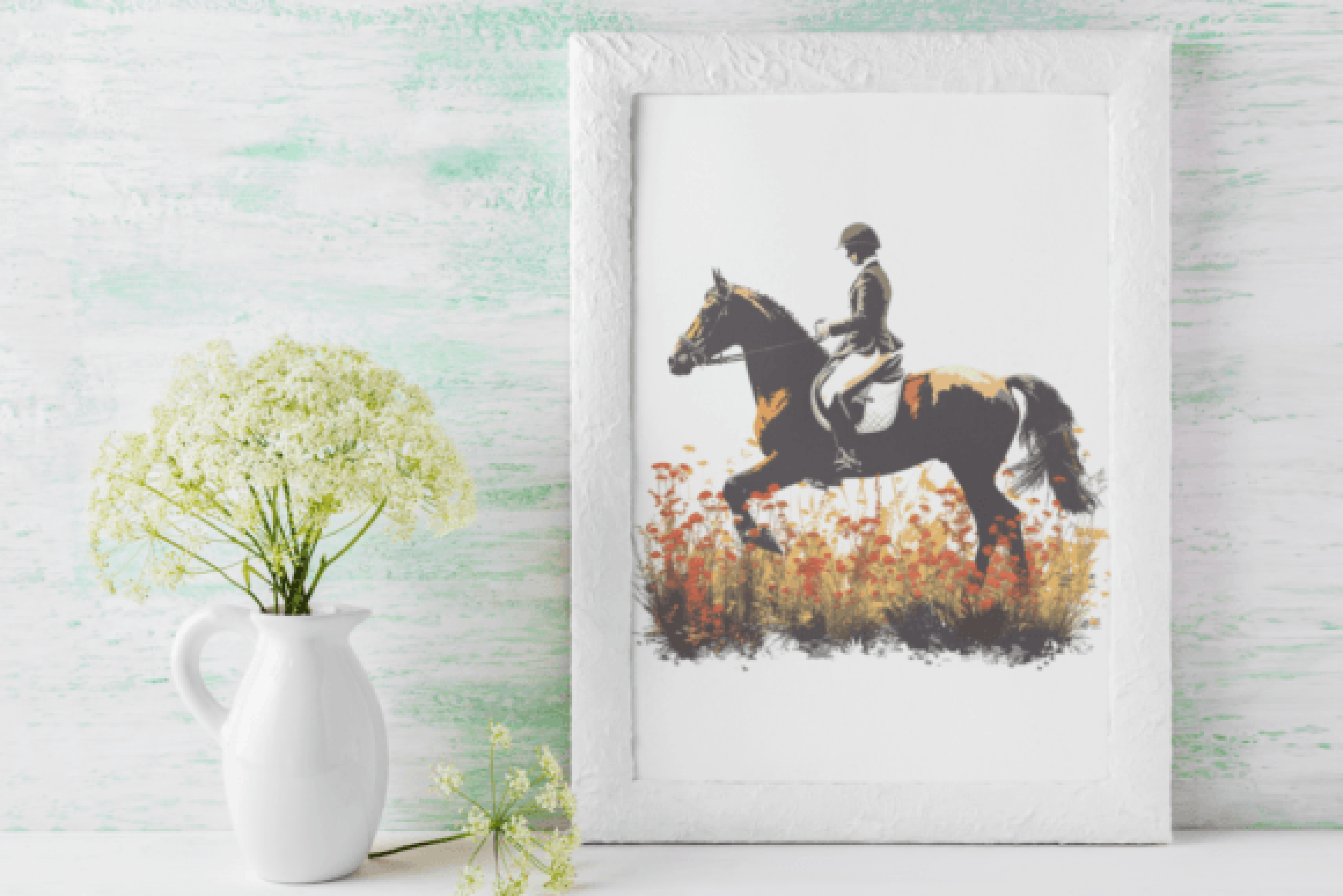 Cottagecore Floral Dressage Horse Clipart Bundle
