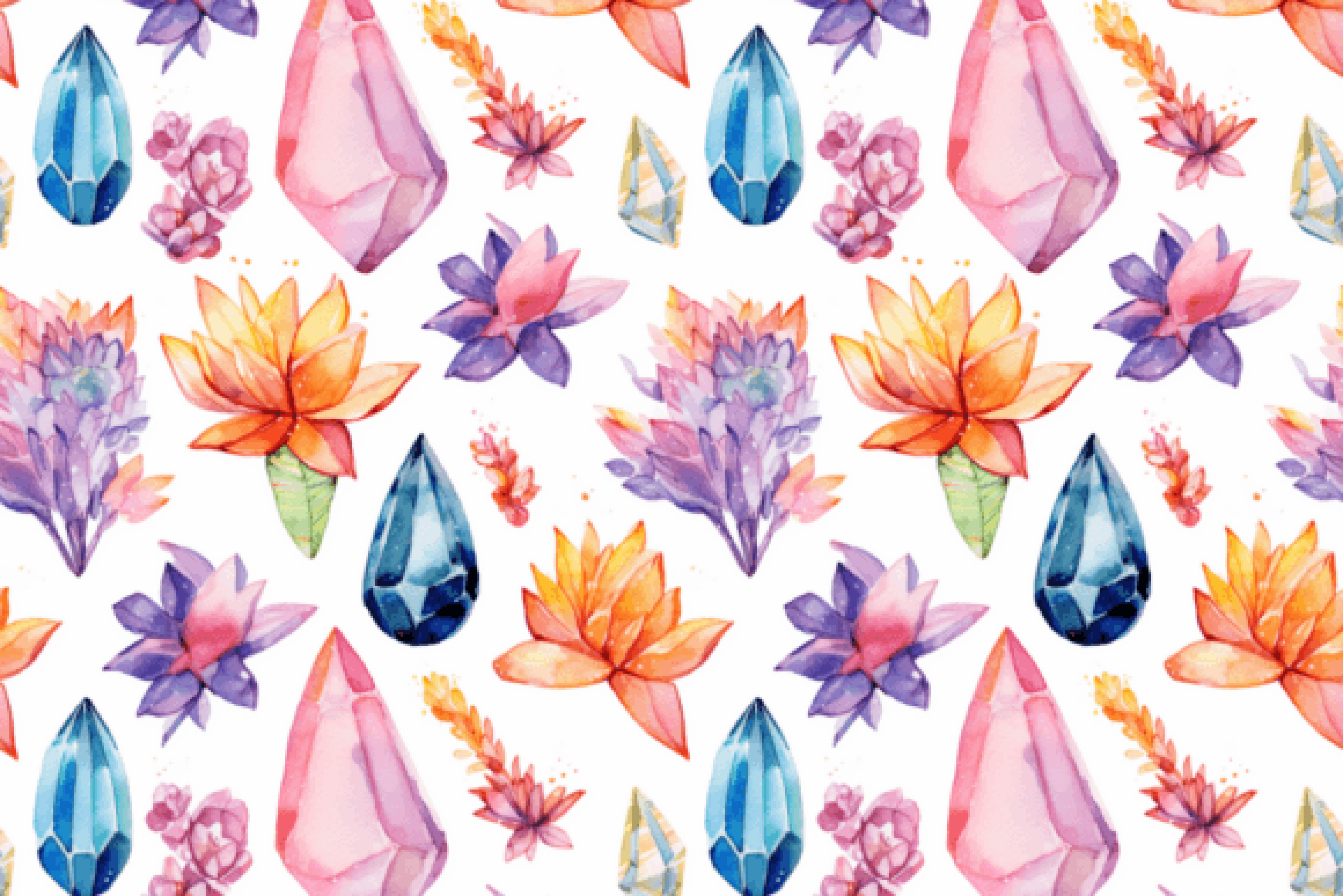 Floral Crystal Seamless Digital Paper