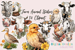 Floral Farm Animals Sticker & Clipart Bundle - CraftNest - Digital Crafting and Art