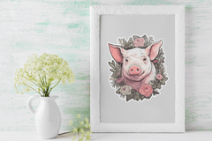 Floral Farm Animals Sticker & Clipart Bundle - CraftNest - Digital Crafting and Art