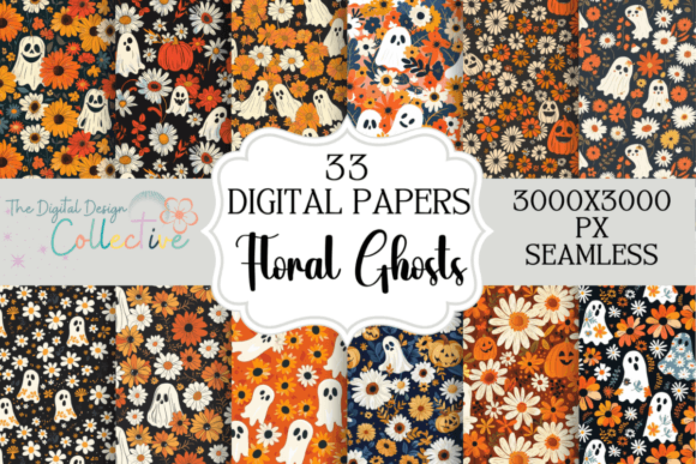 Floral Ghosts Seamless Digital Paper