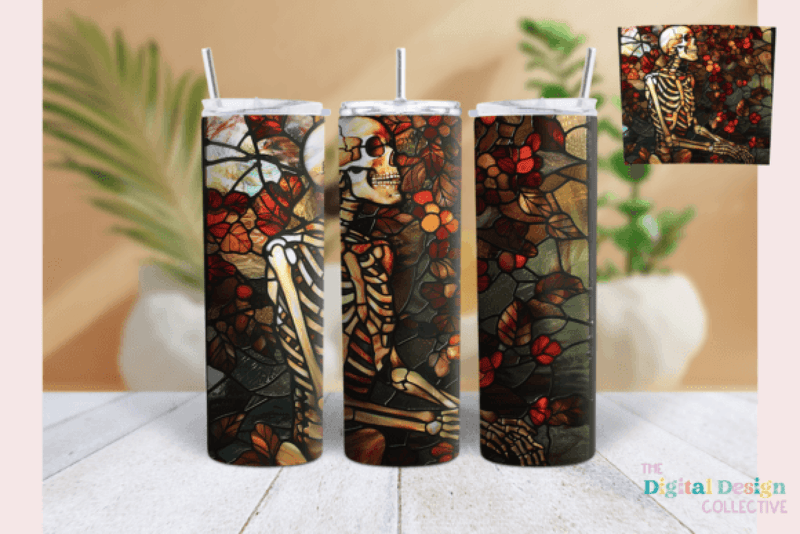 Stained Glass Skeleton Tumbler Wrap Bundle - CraftNest - Digital Crafting and Art