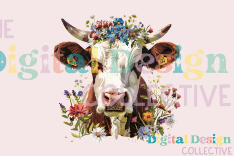 Floral Highland Cow Clipart Bundle - CraftNest - Digital Crafting and Art