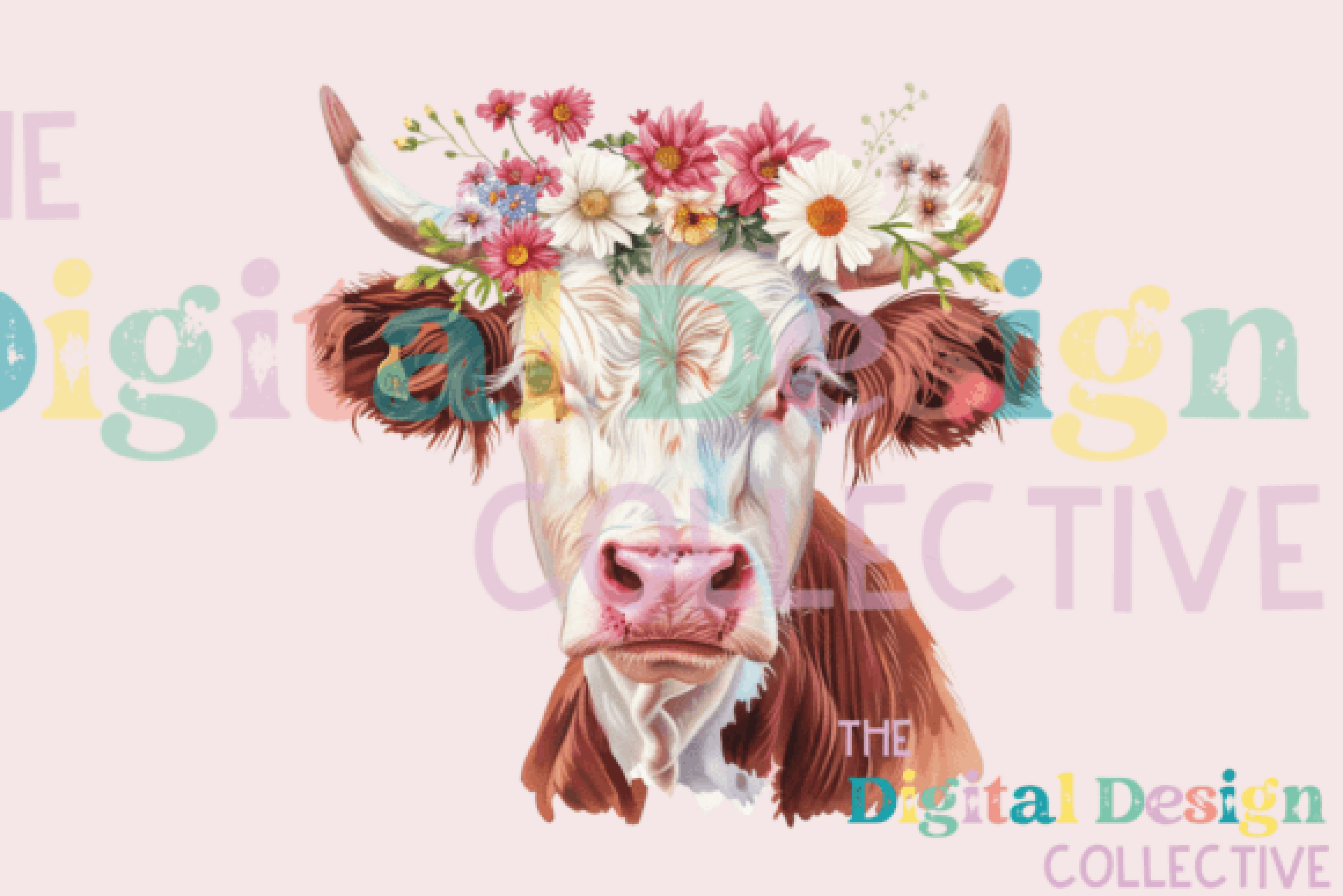 Highland Cow Floral Clipart Bundle