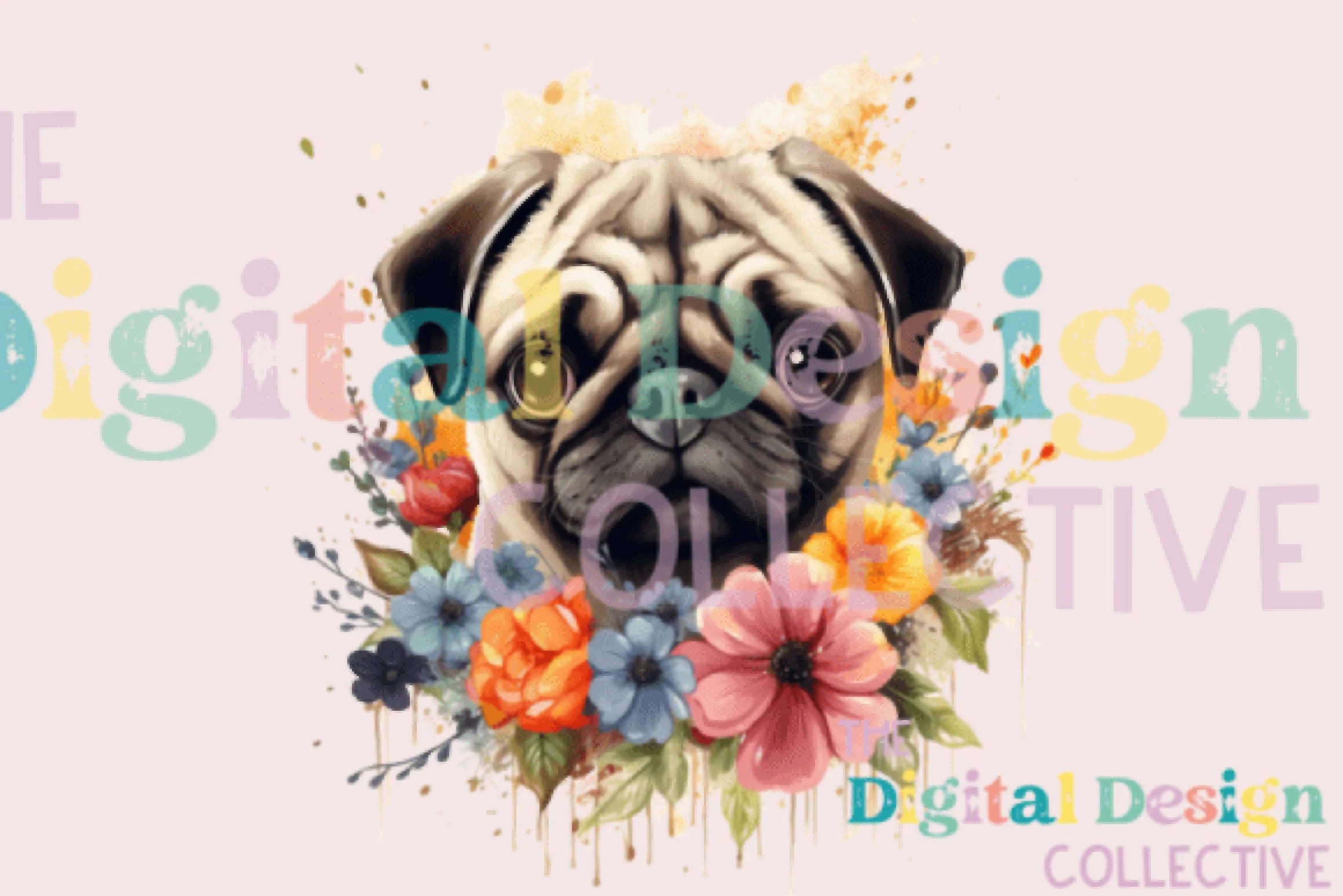 Floral Pug Clipart Bundle - CraftNest - Digital Crafting and Art
