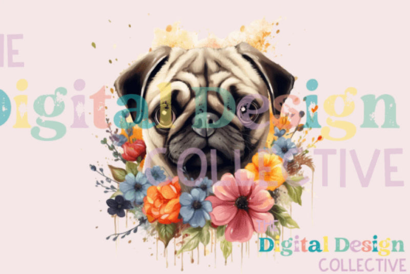 Floral Pug Clipart Bundle - CraftNest - Digital Crafting and Art