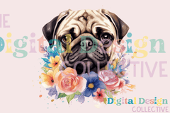 Floral Pug Clipart Bundle - CraftNest - Digital Crafting and Art