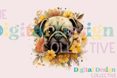 Floral Pug Clipart Bundle - CraftNest - Digital Crafting and Art