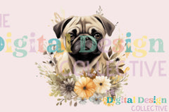 Floral Pug Clipart Bundle - CraftNest - Digital Crafting and Art