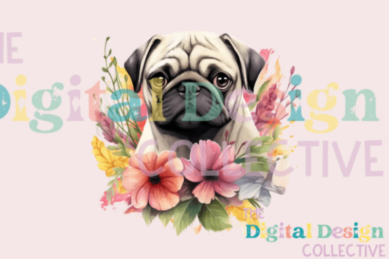 Floral Pug Clipart Bundle - CraftNest - Digital Crafting and Art