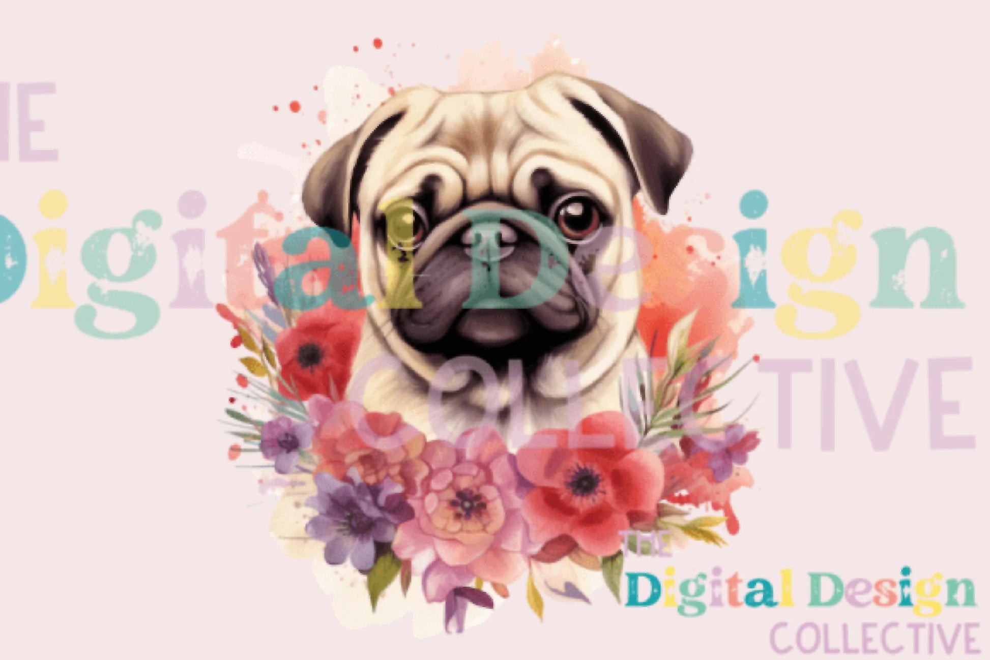 Floral Pug Clipart Bundle - CraftNest - Digital Crafting and Art