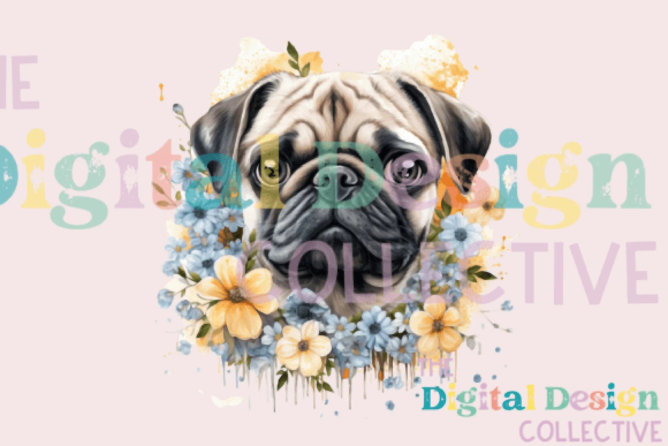 Floral Pug Clipart Bundle - CraftNest - Digital Crafting and Art