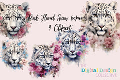 Floral Snow Leopard Clipart Bundle - CraftNest - Digital Crafting and Art