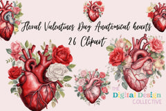 Floral Valentine's Day Anatomical Hearts Clipart Bundle - CraftNest - Digital Crafting and Art