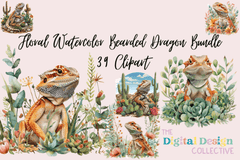 Floral Bearded Dragon Clipart Bundle - CraftNest - Digital Crafting and Art