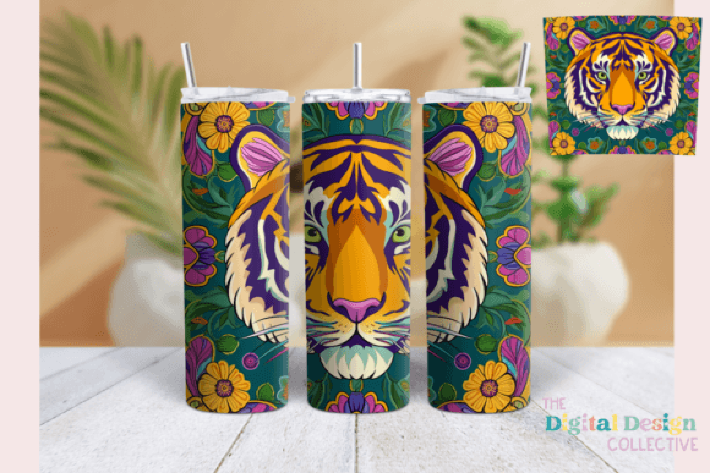 Floral Tiger Tumbler Wrap Bundle