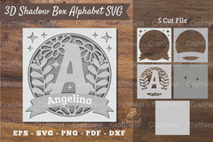 Floral Alphabet Shadow Box - Letter A Clipart Bundle - CraftNest - Digital Crafting and Art