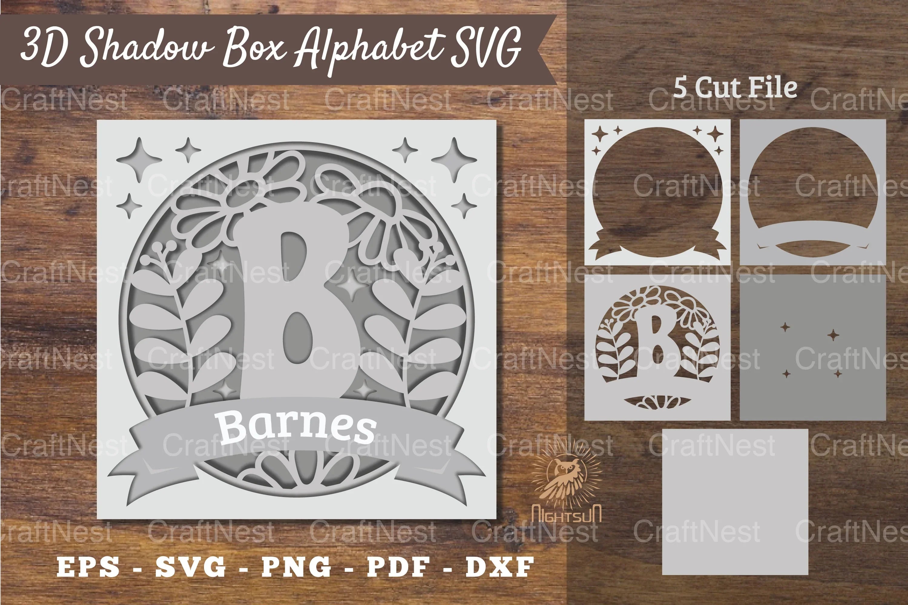 Floral Alphabet Shadow Box - Letter B Clipart Bundle - CraftNest - Digital Crafting and Art