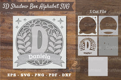 Floral Alphabet Shadow Box - Letter D Clipart Bundle - CraftNest - Digital Crafting and Art