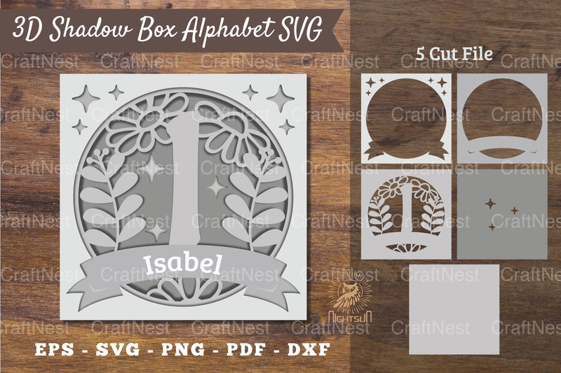 Floral Alphabet Shadow Box - Letter I Clipart Bundle - CraftNest - Digital Crafting and Art