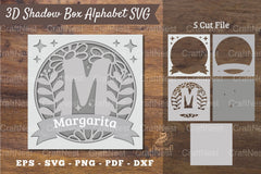 Floral Alphabet Shadow Box - Letter M Clipart Bundle - CraftNest - Digital Crafting and Art