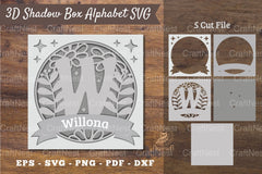 Floral Alphabet Shadow Box - Letter W Clipart Bundle - CraftNest - Digital Crafting and Art