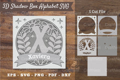 Floral Alphabet Shadow Box - Letter X Clipart Bundle - CraftNest - Digital Crafting and Art