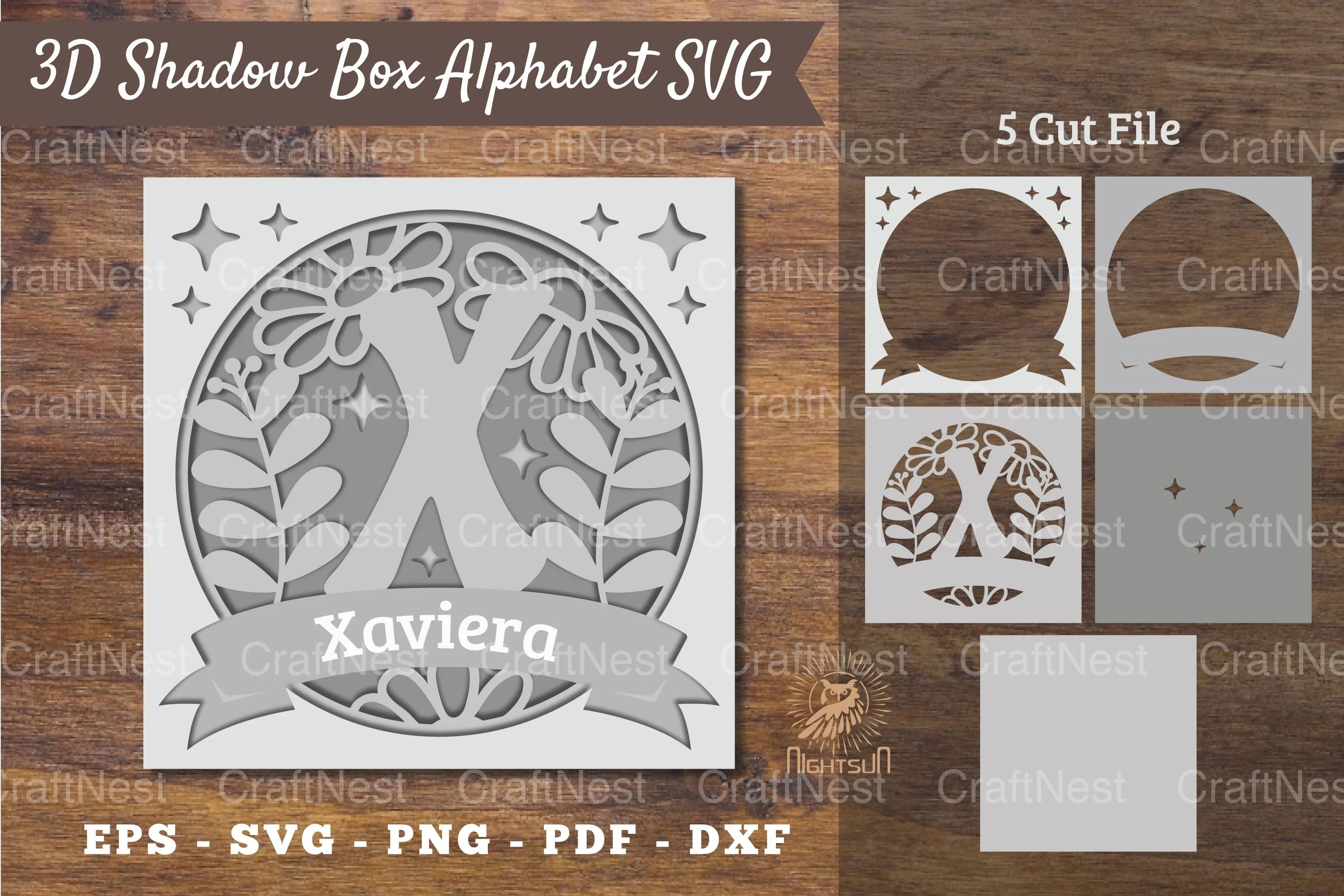 Floral Alphabet Shadow Box - Letter X Clipart Bundle - CraftNest - Digital Crafting and Art