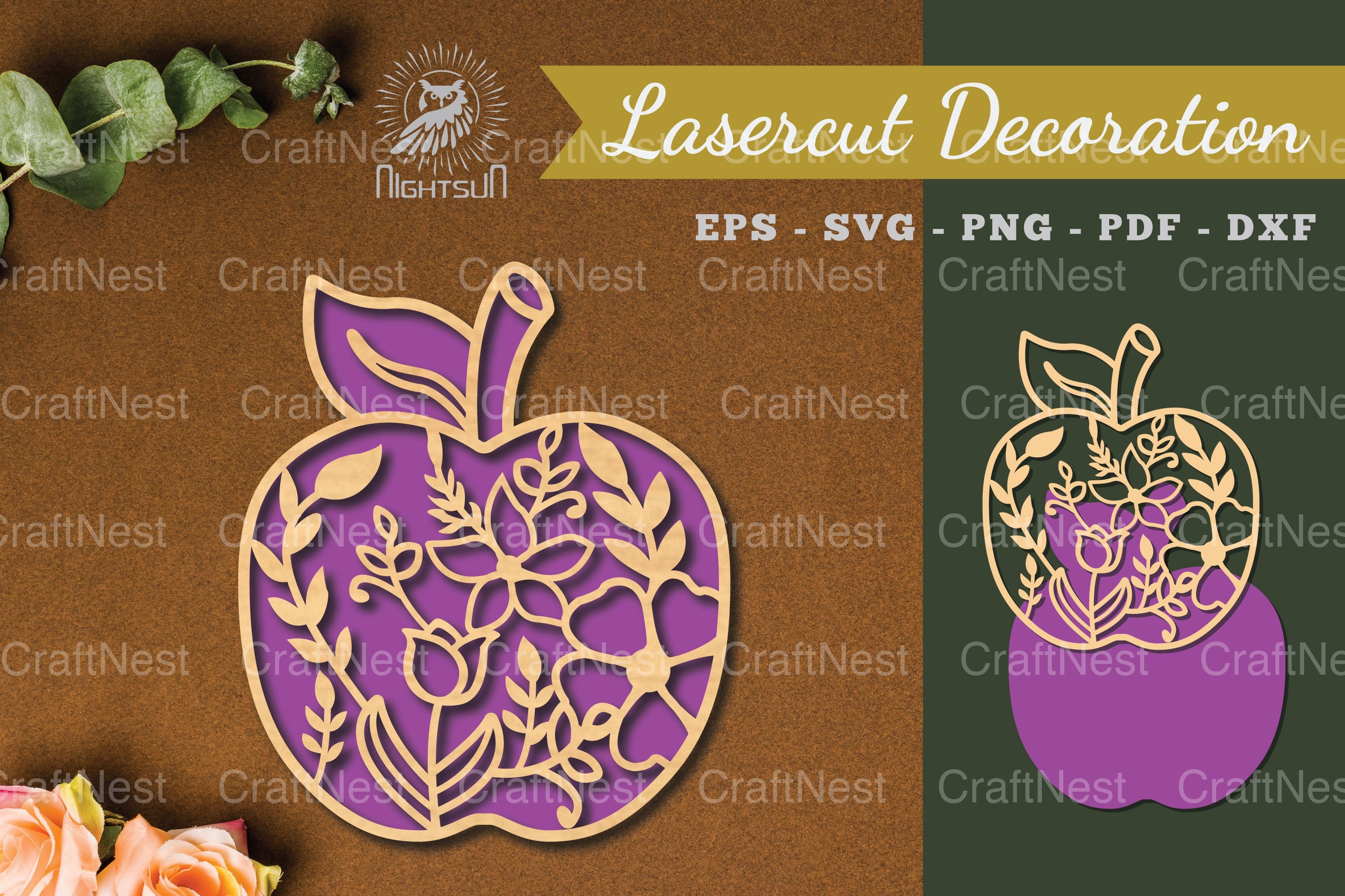 Floral Apple Laser Cut Decoration Clipart Bundle - CraftNest - Digital Crafting and Art