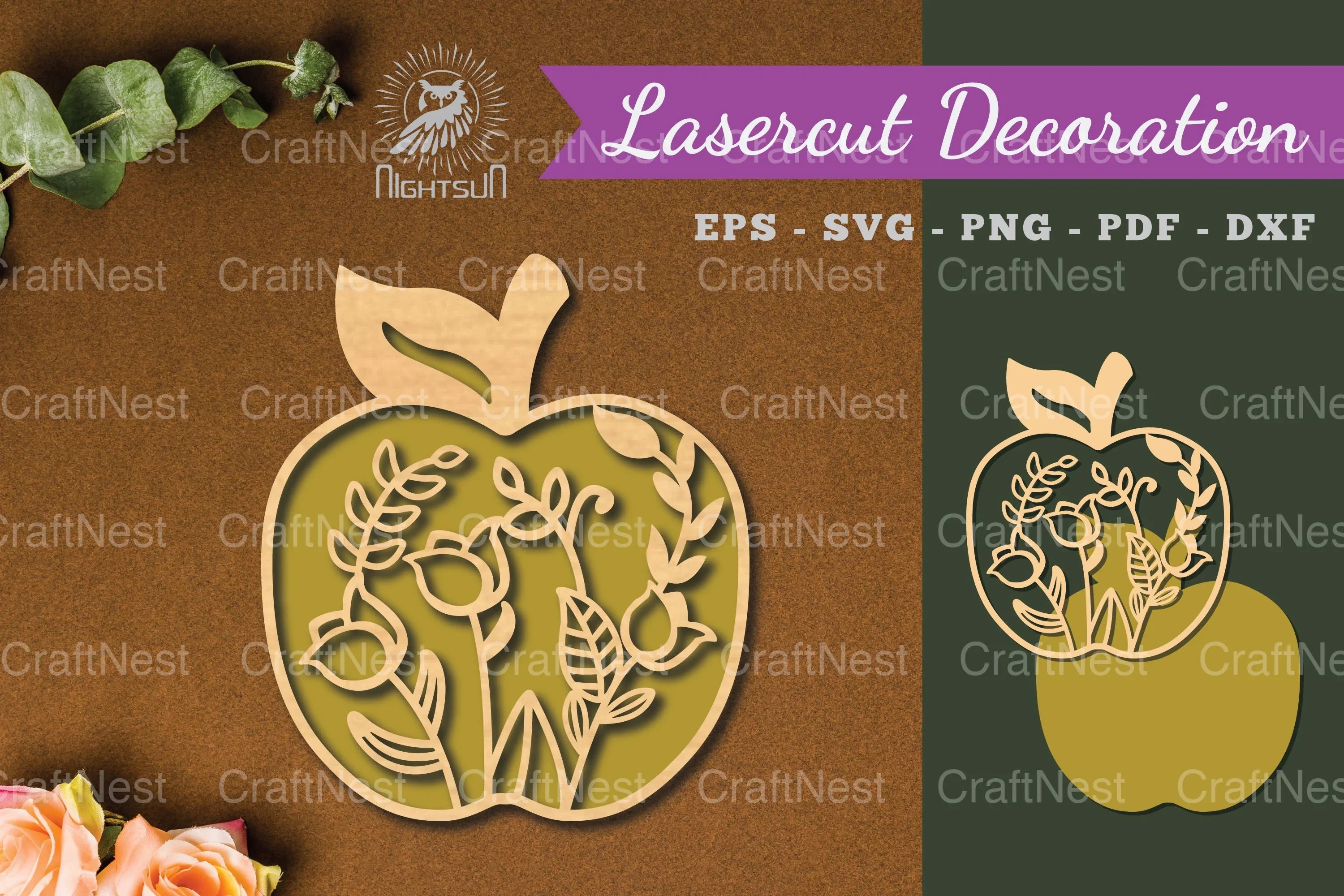 Floral Apple Laser Cut Decoration Clipart Bundle - CraftNest - Digital Crafting and Art