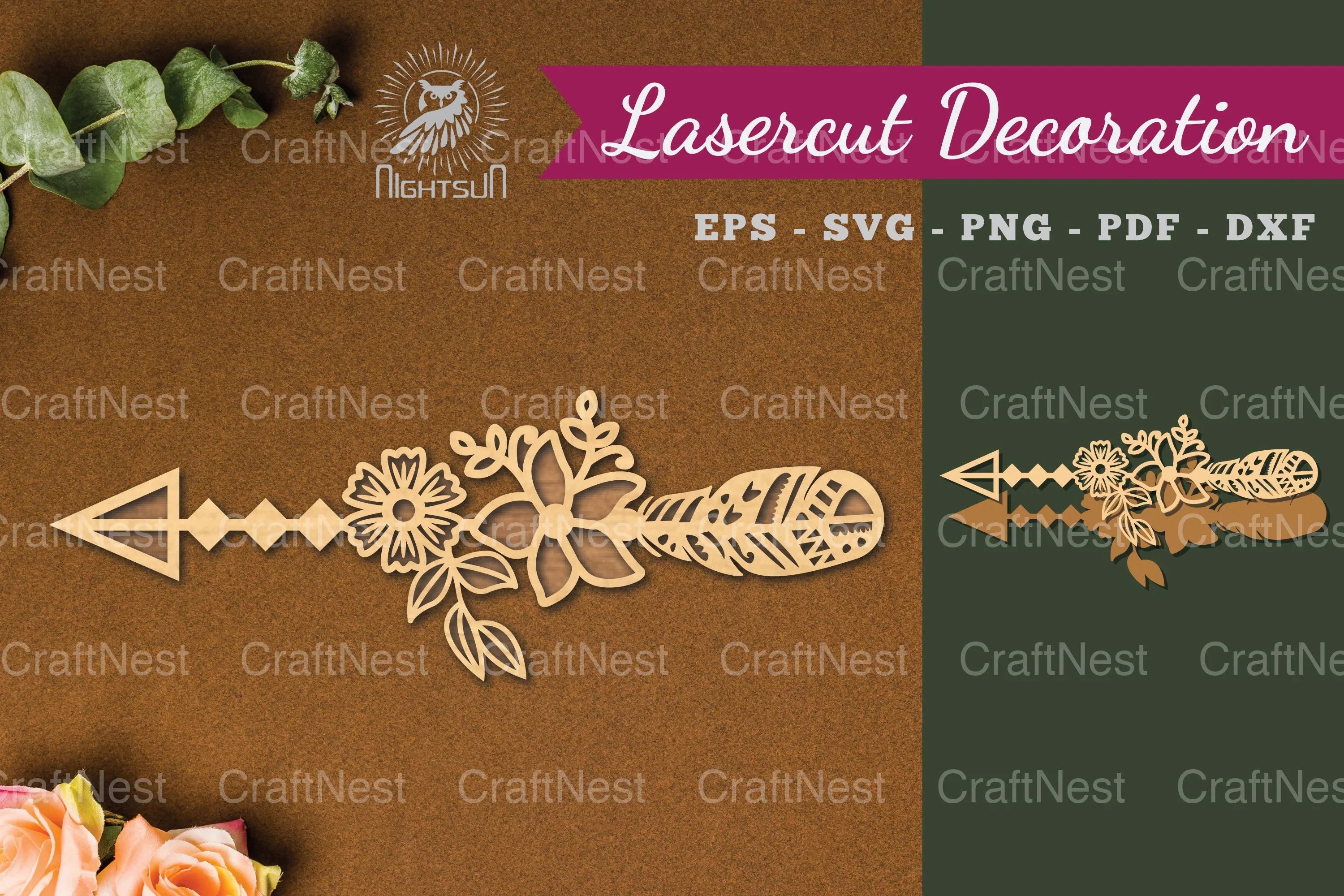 Floral Arrow Laser Cut Decoration Bundle - CraftNest - Digital Crafting and Art