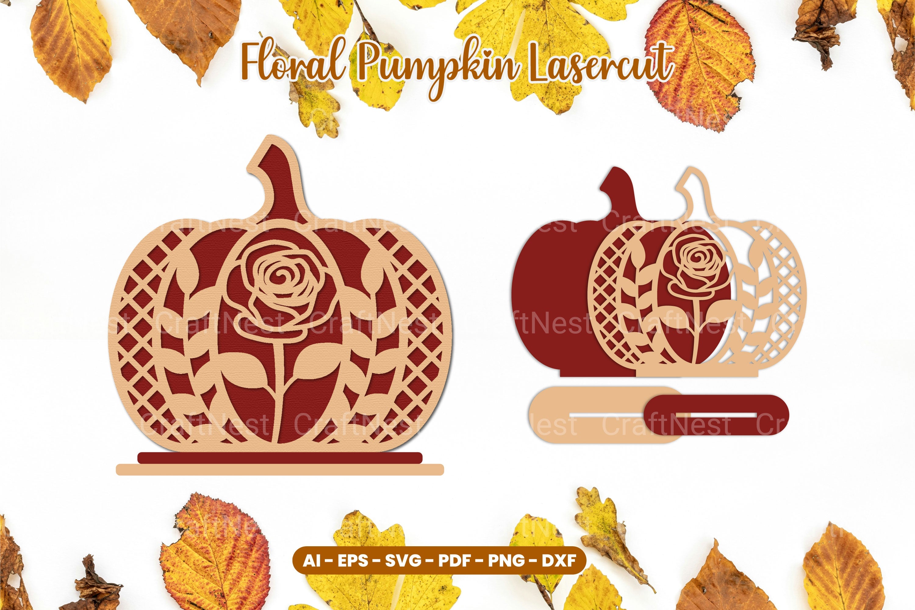 Floral Autumn Lasercut SVG Clipart Bundle