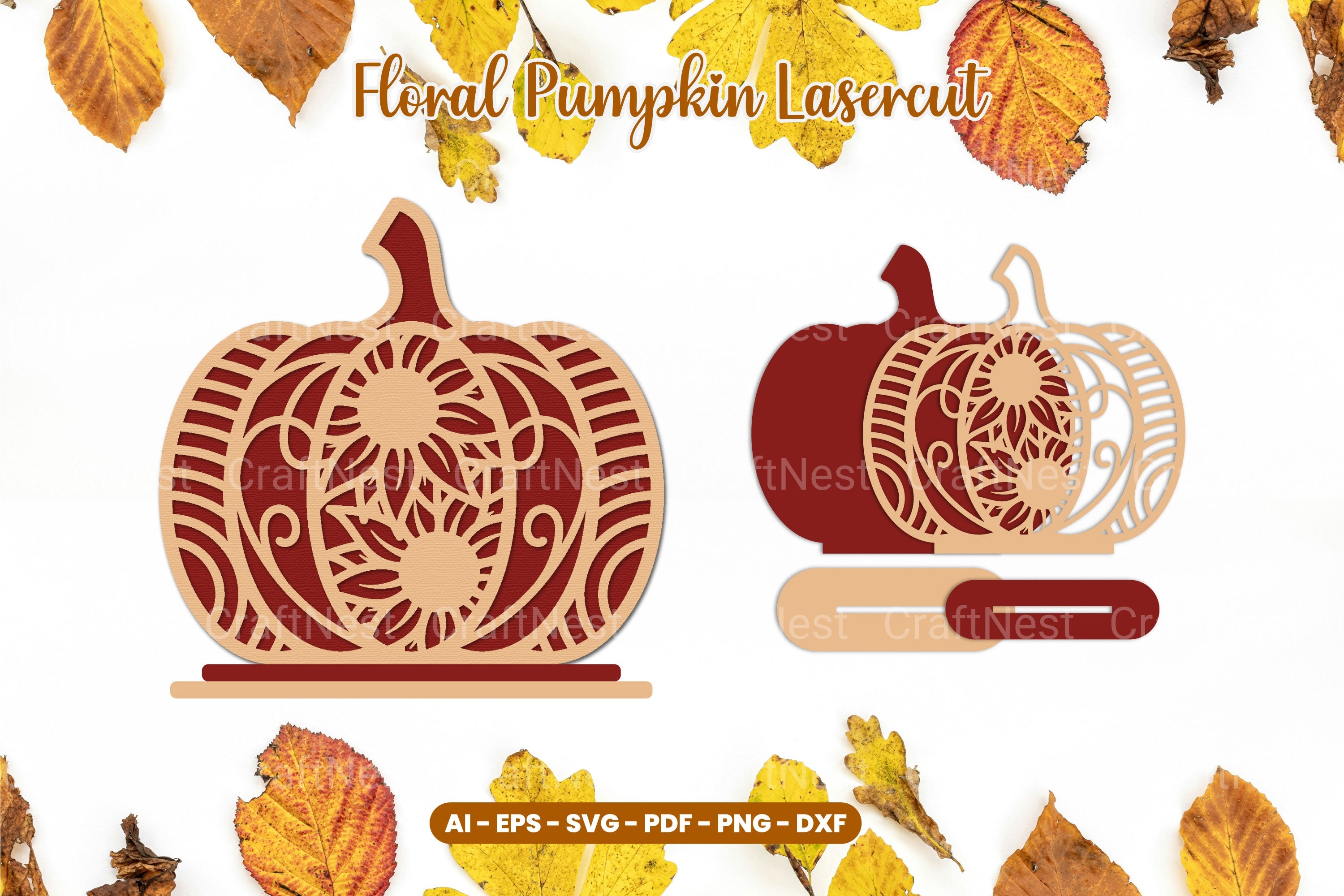 Floral Autumn Lasercut SVG Clipart Bundle