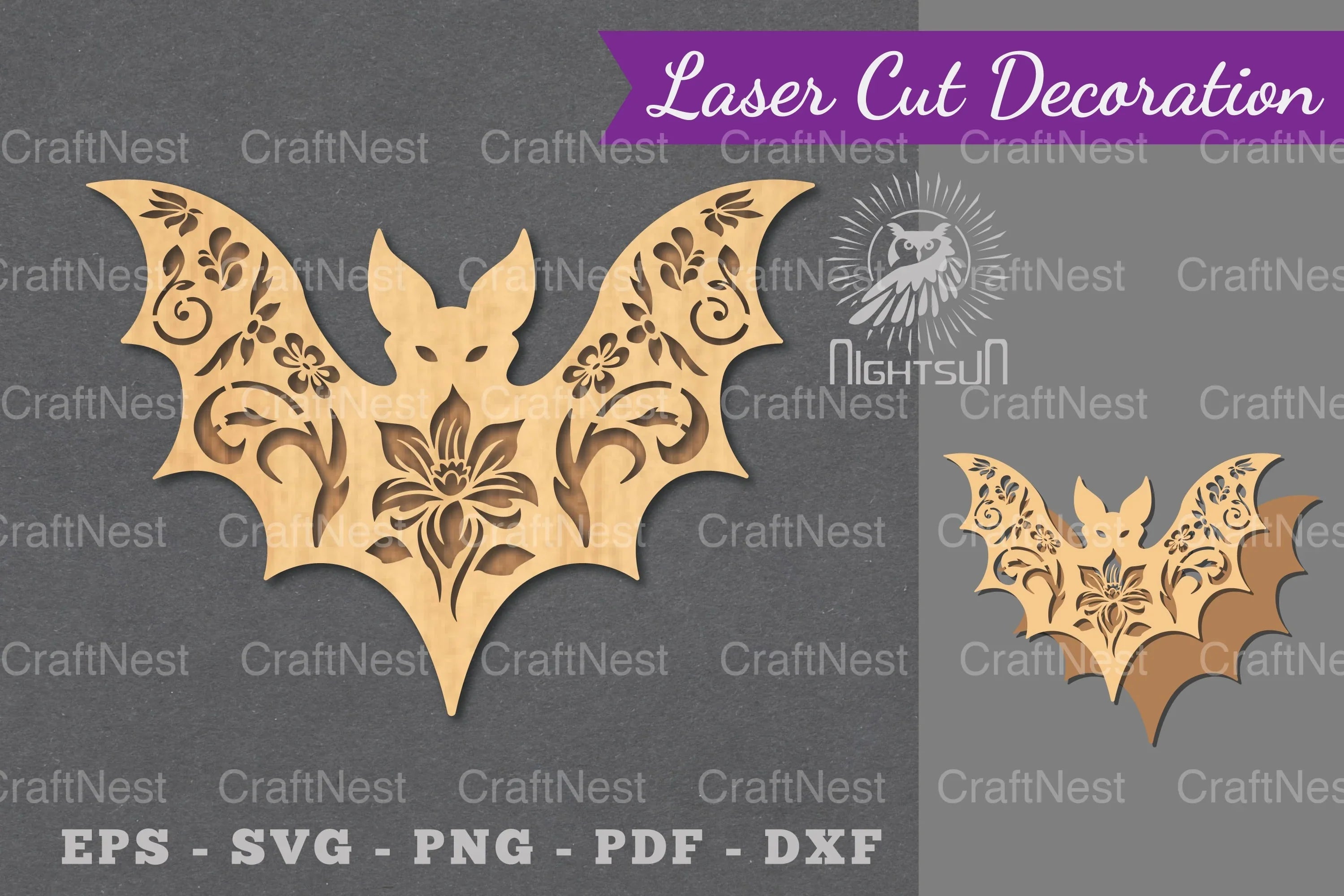 Floral Bat Laser Cut Decoration Clipart Bundle - CraftNest - Digital Crafting and Art