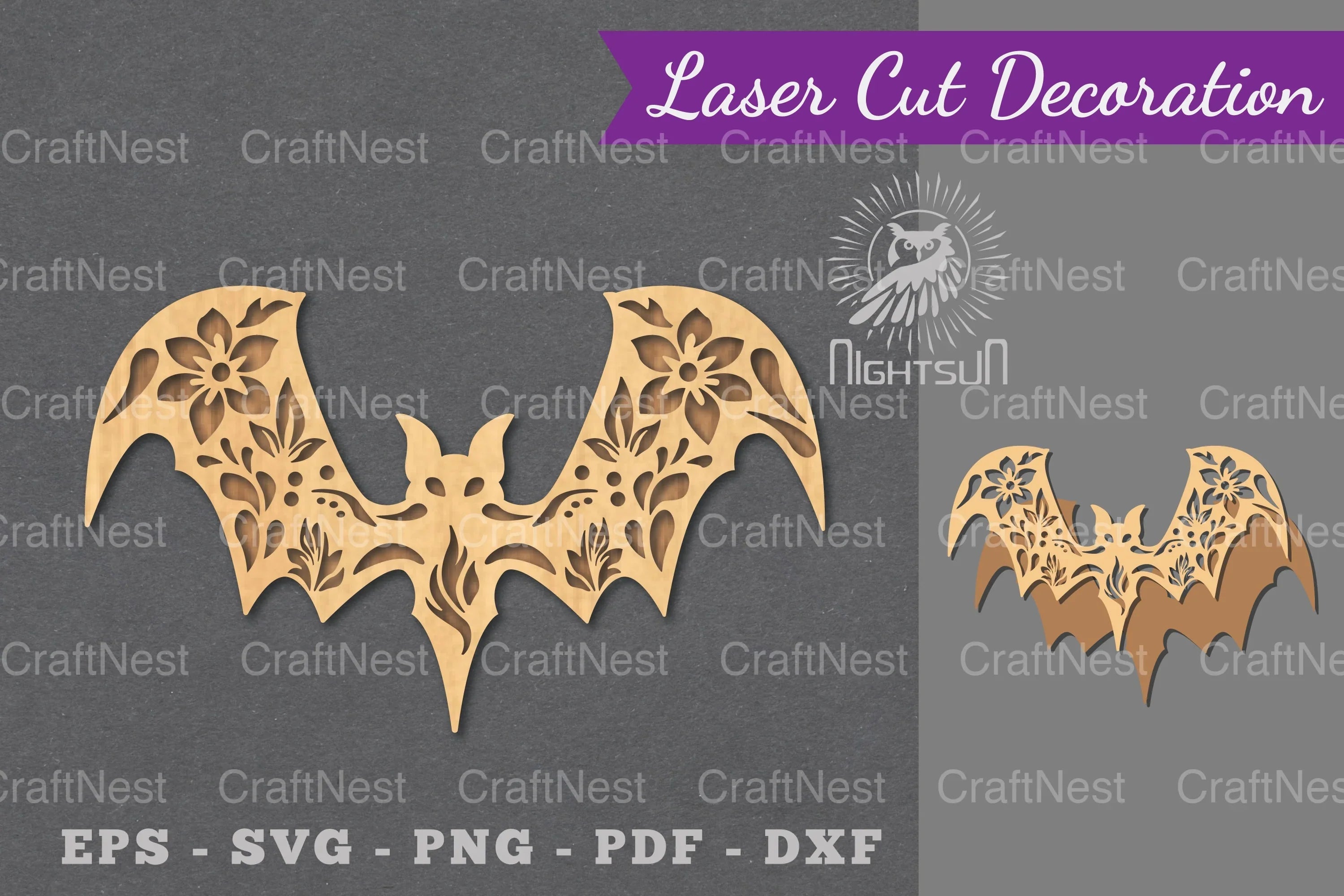 Floral Bat Laser Cut Decoration Clipart Bundle - CraftNest - Digital Crafting and Art