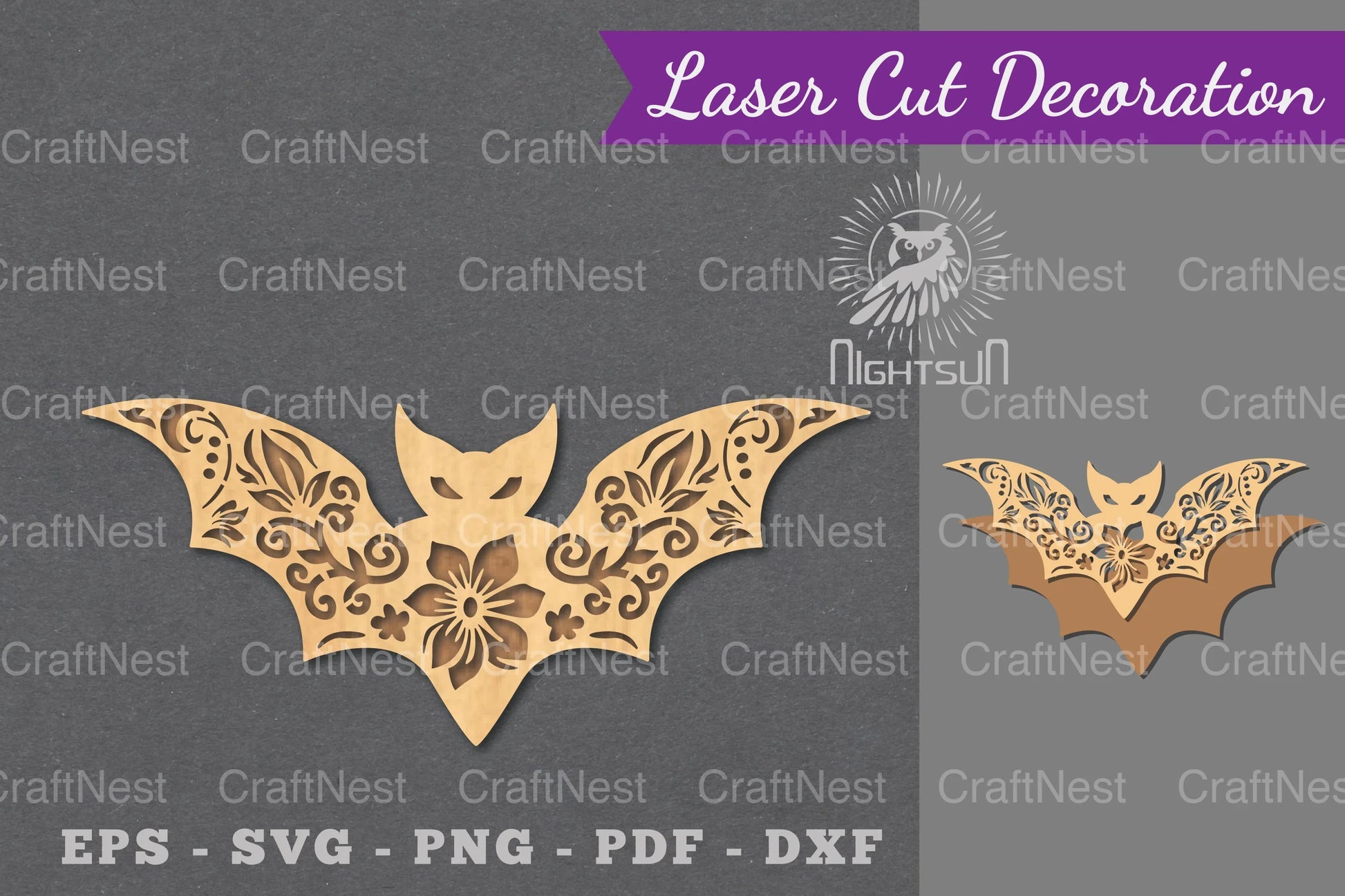 Floral Bat Laser Cut Decoration Clipart Bundle - CraftNest - Digital Crafting and Art