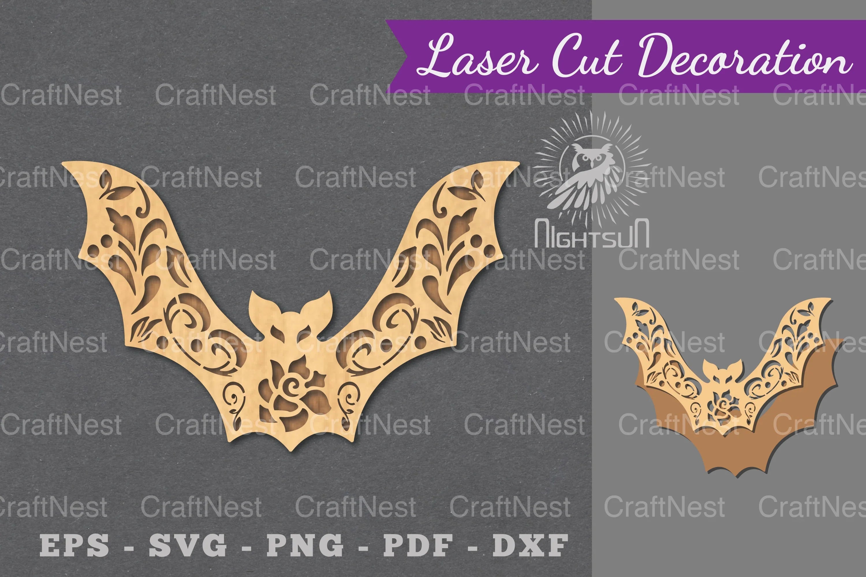 Floral Bat Laser Cut Decoration Clipart Bundle - CraftNest - Digital Crafting and Art