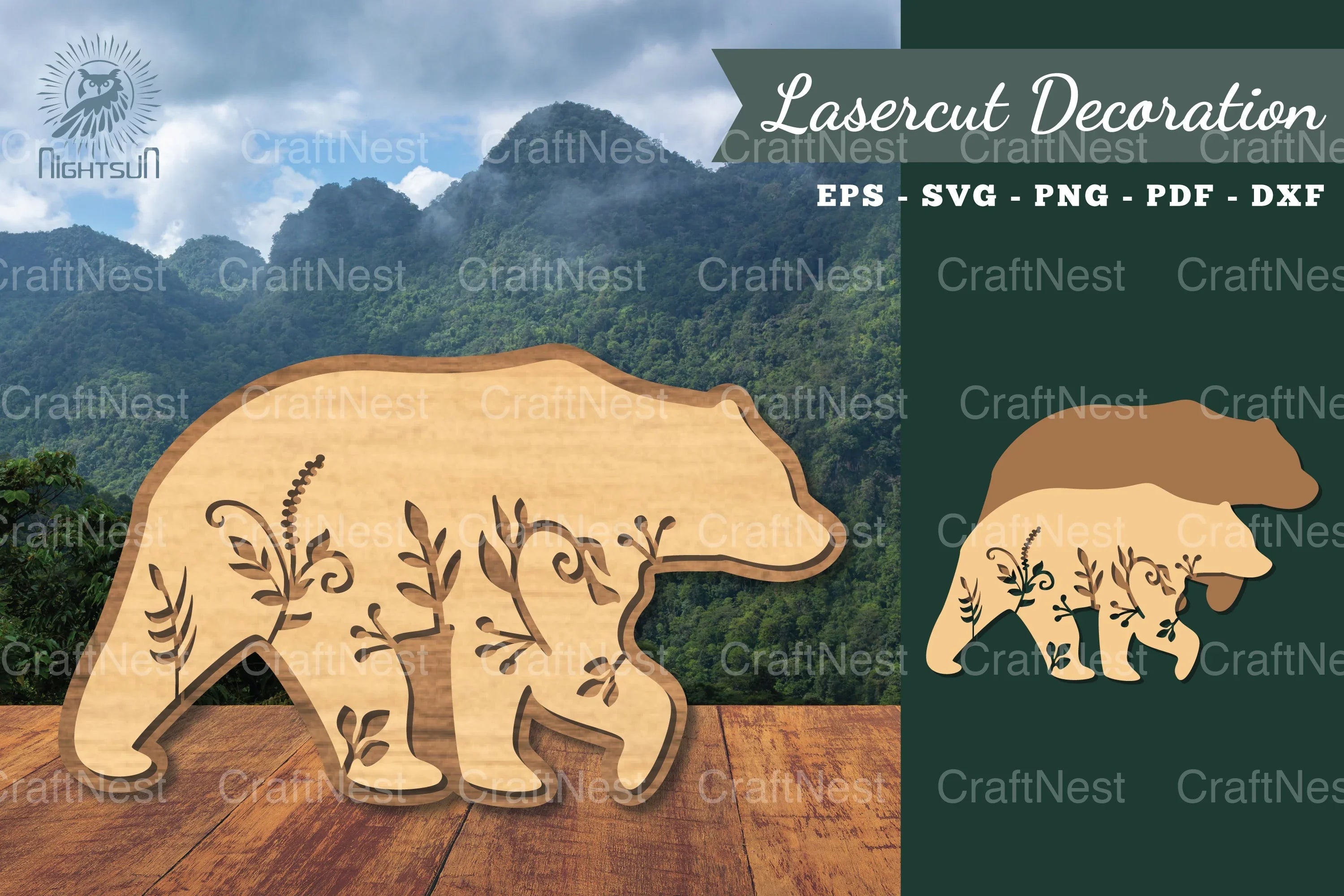 Floral Bear Laser Cut Decoration Clipart Bundle - CraftNest - Digital Crafting and Art