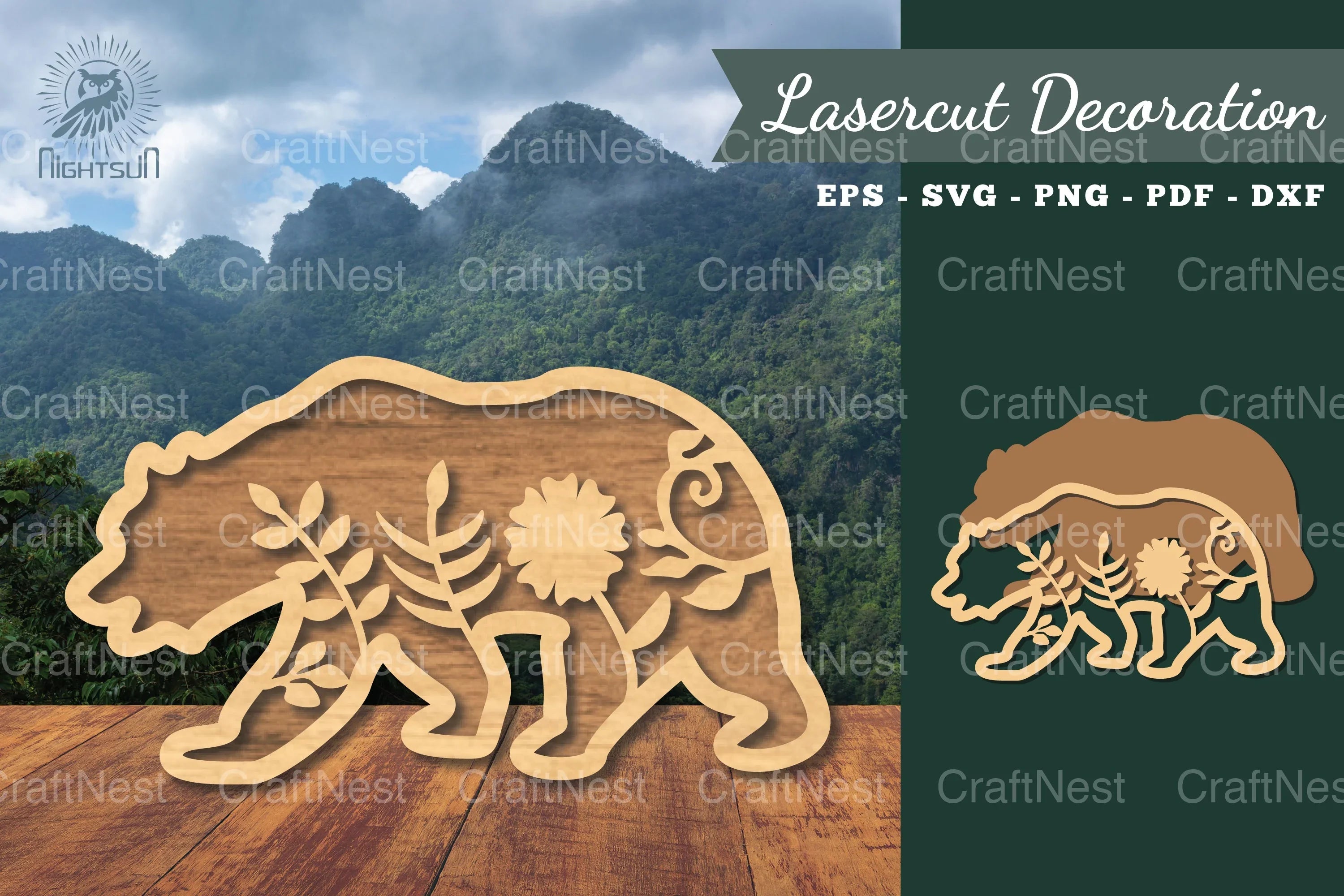 Floral Bear Laser Cut Decoration Clipart Bundle - CraftNest - Digital Crafting and Art