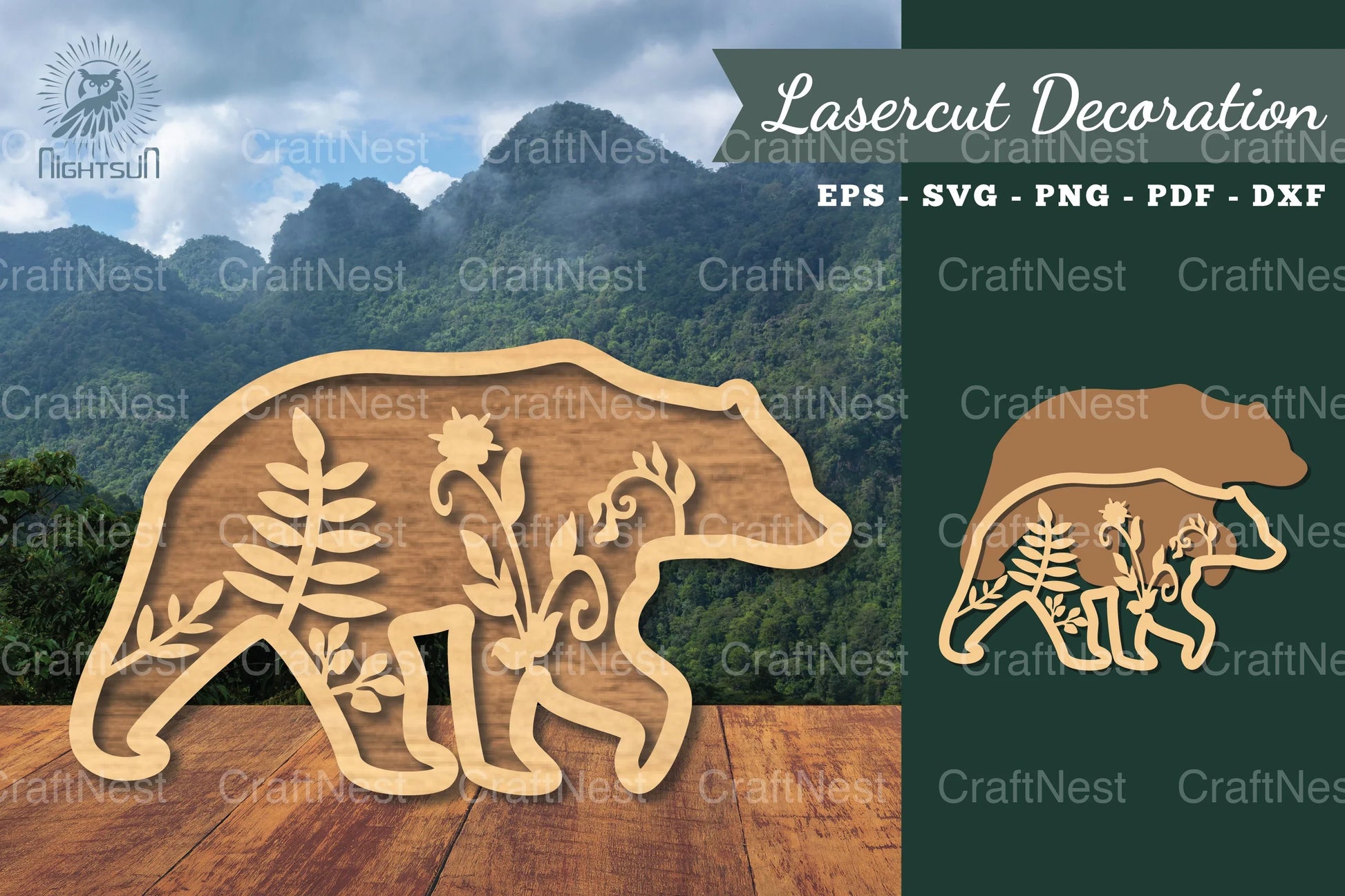 Floral Bear Laser Cut Decoration Clipart Bundle - CraftNest - Digital Crafting and Art