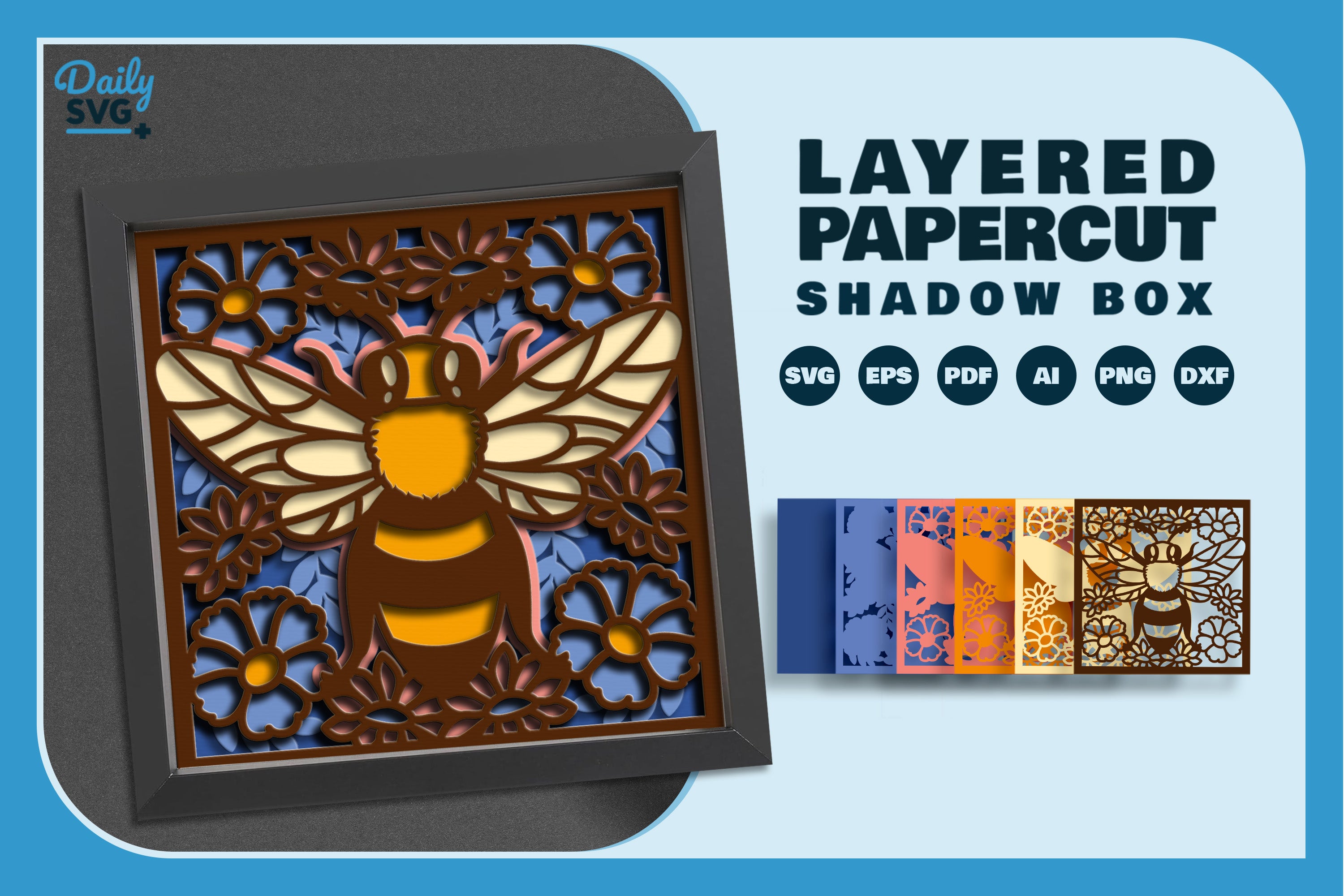 Floral Bee Papercut SVG Bundle