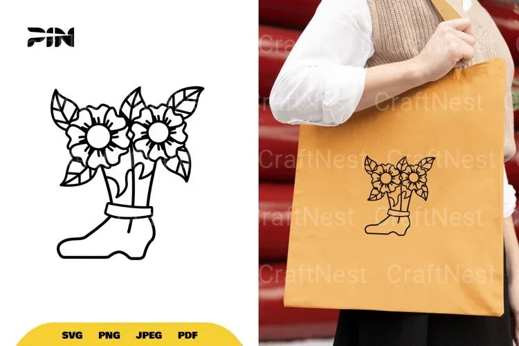 Floral Boot Cut SVG Bundle - CraftNest - Digital Crafting and Art