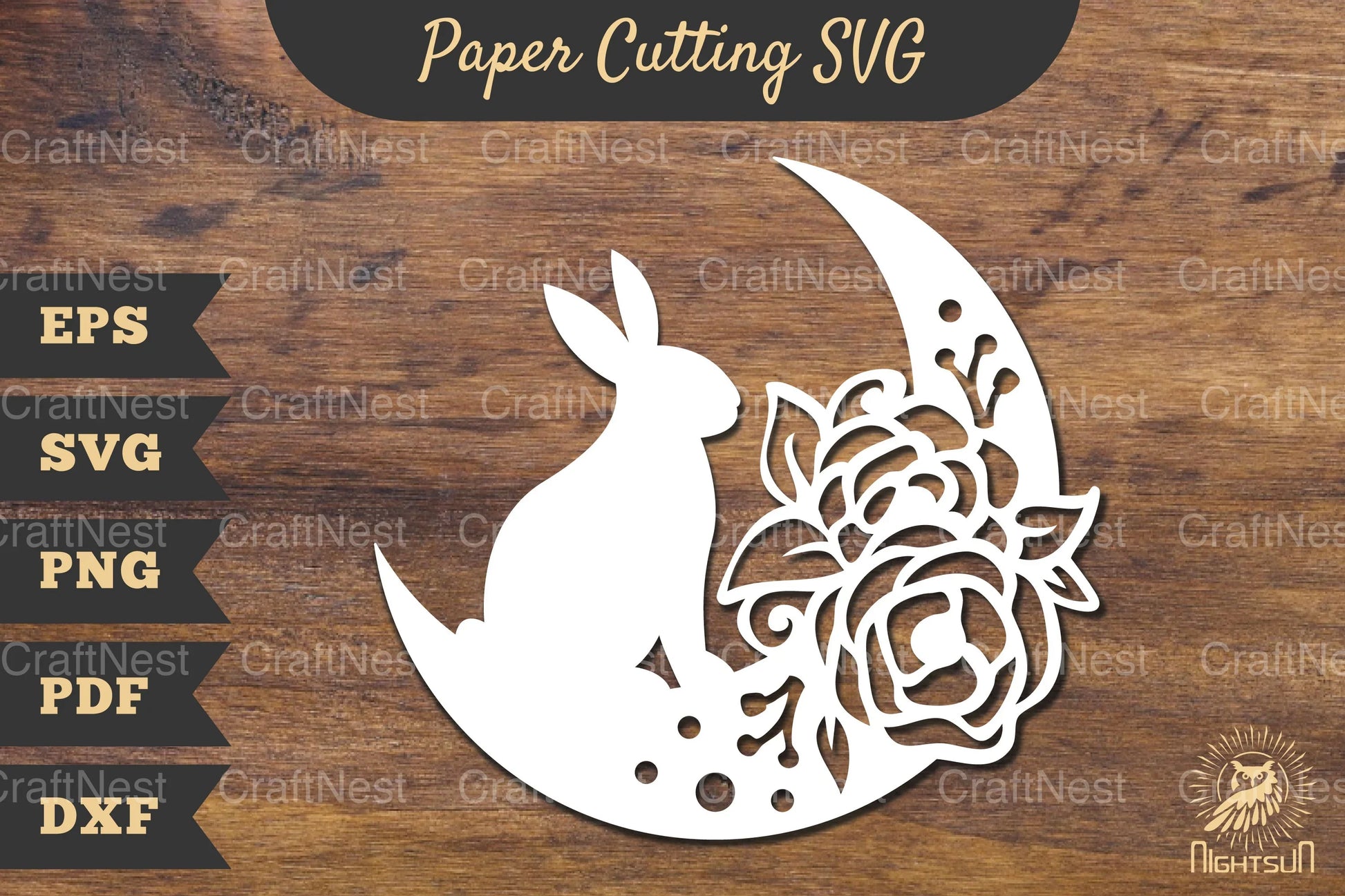 Floral Bunny and Moon Papercut SVG Bundle - CraftNest - Digital Crafting and Art