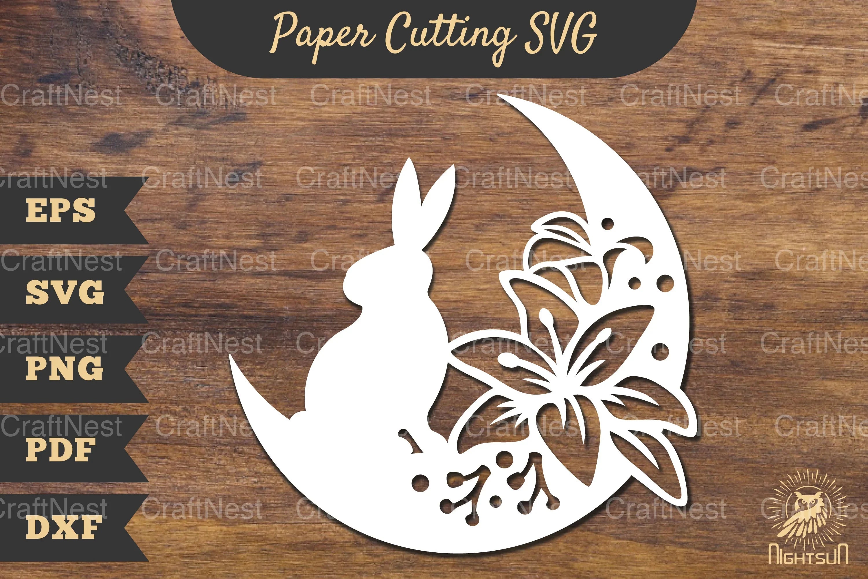 Floral Bunny and Moon Papercut SVG Bundle - CraftNest - Digital Crafting and Art