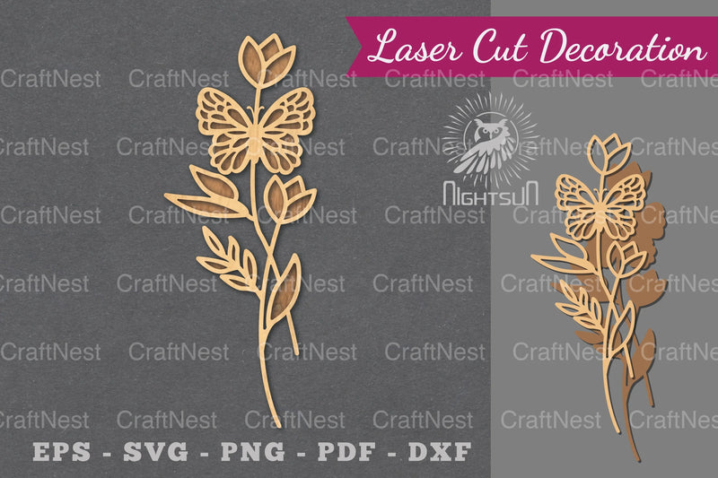 Floral Butterfly Laser Cut Decoration Clipart Bundle - CraftNest - Digital Crafting and Art
