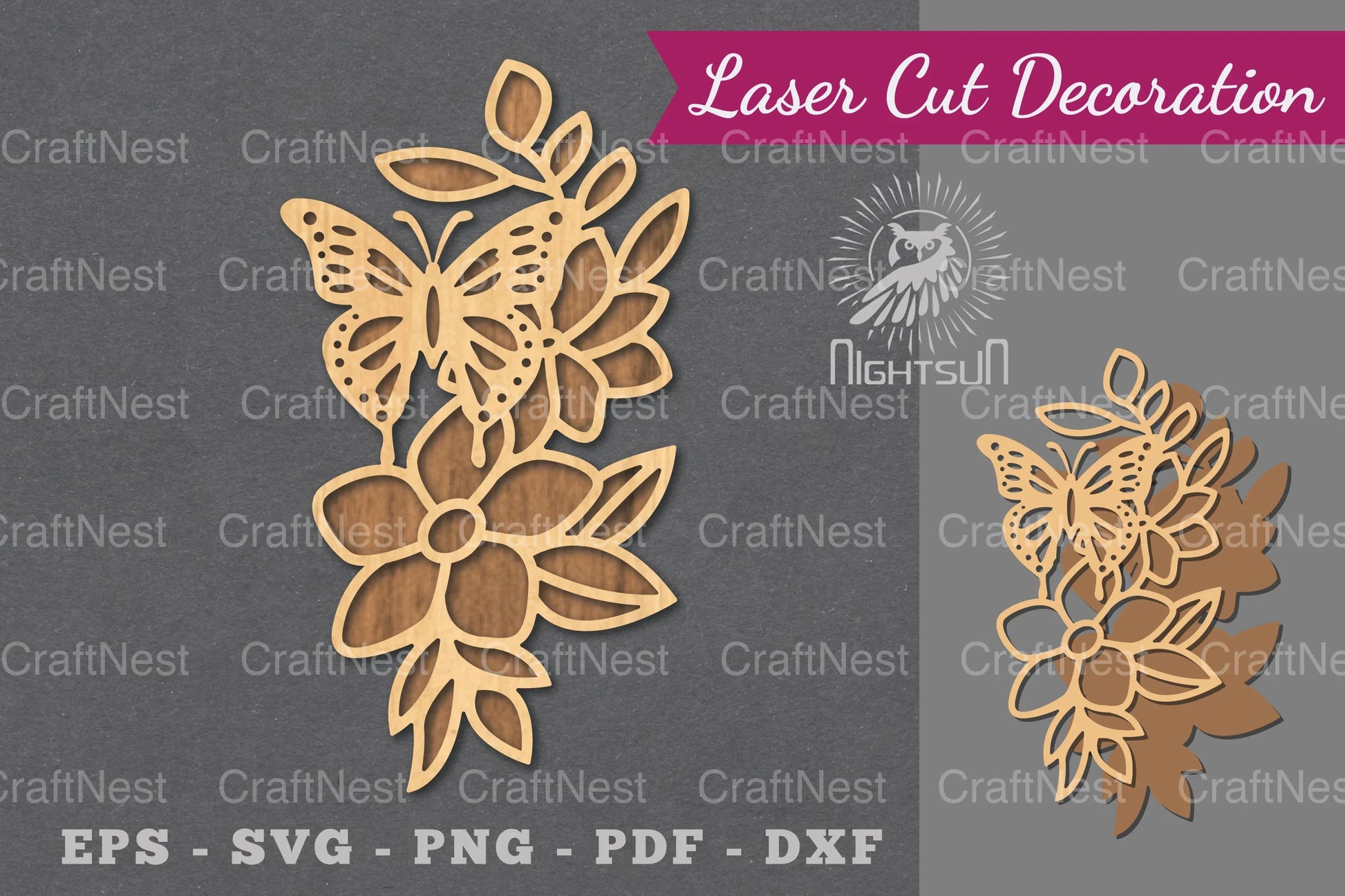 Floral Butterfly Laser Cut Decoration Bundle - CraftNest - Digital Crafting and Art