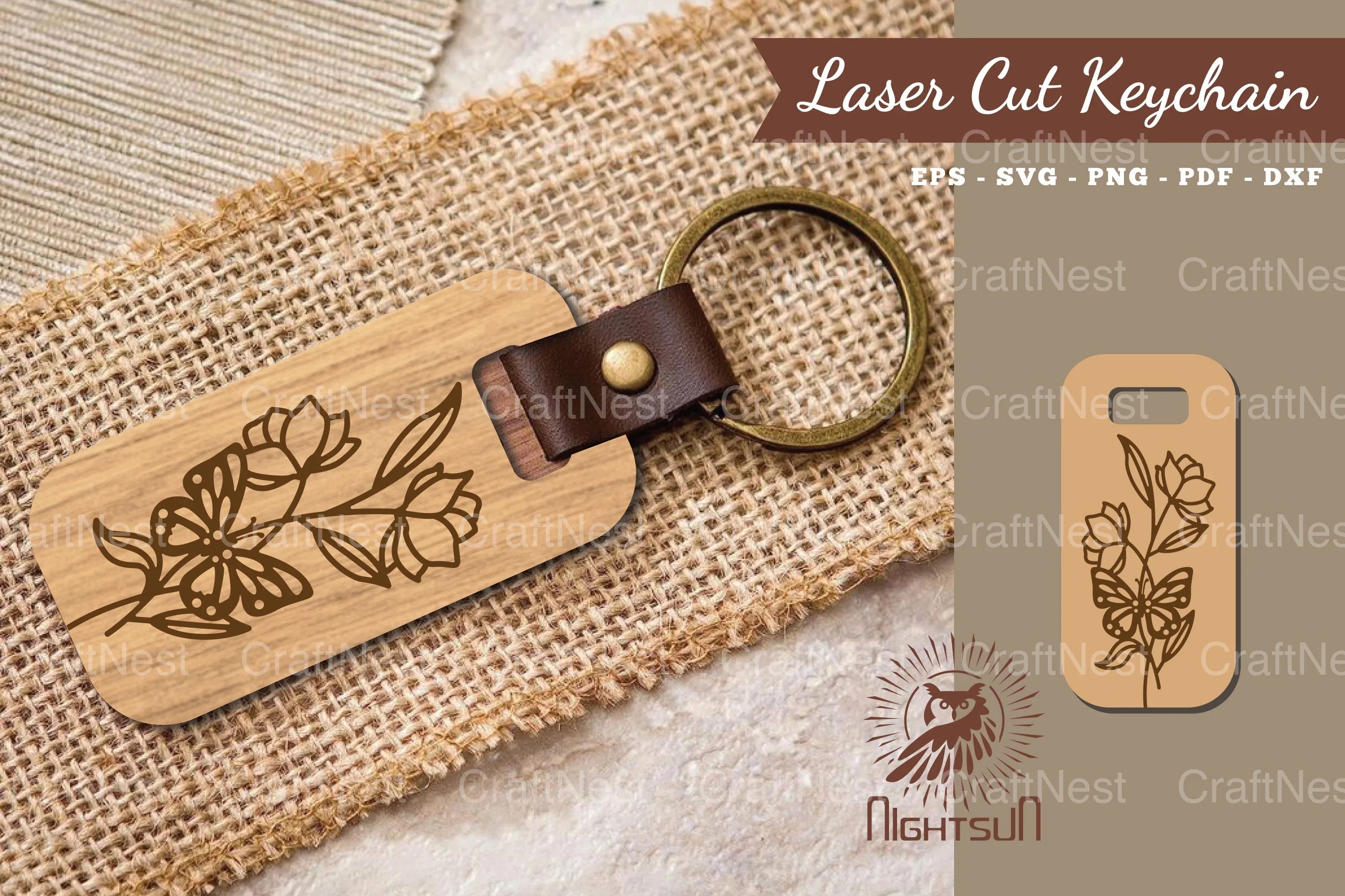 Floral Butterfly Laser Cut Keychain Clipart Bundle - CraftNest - Digital Crafting and Art