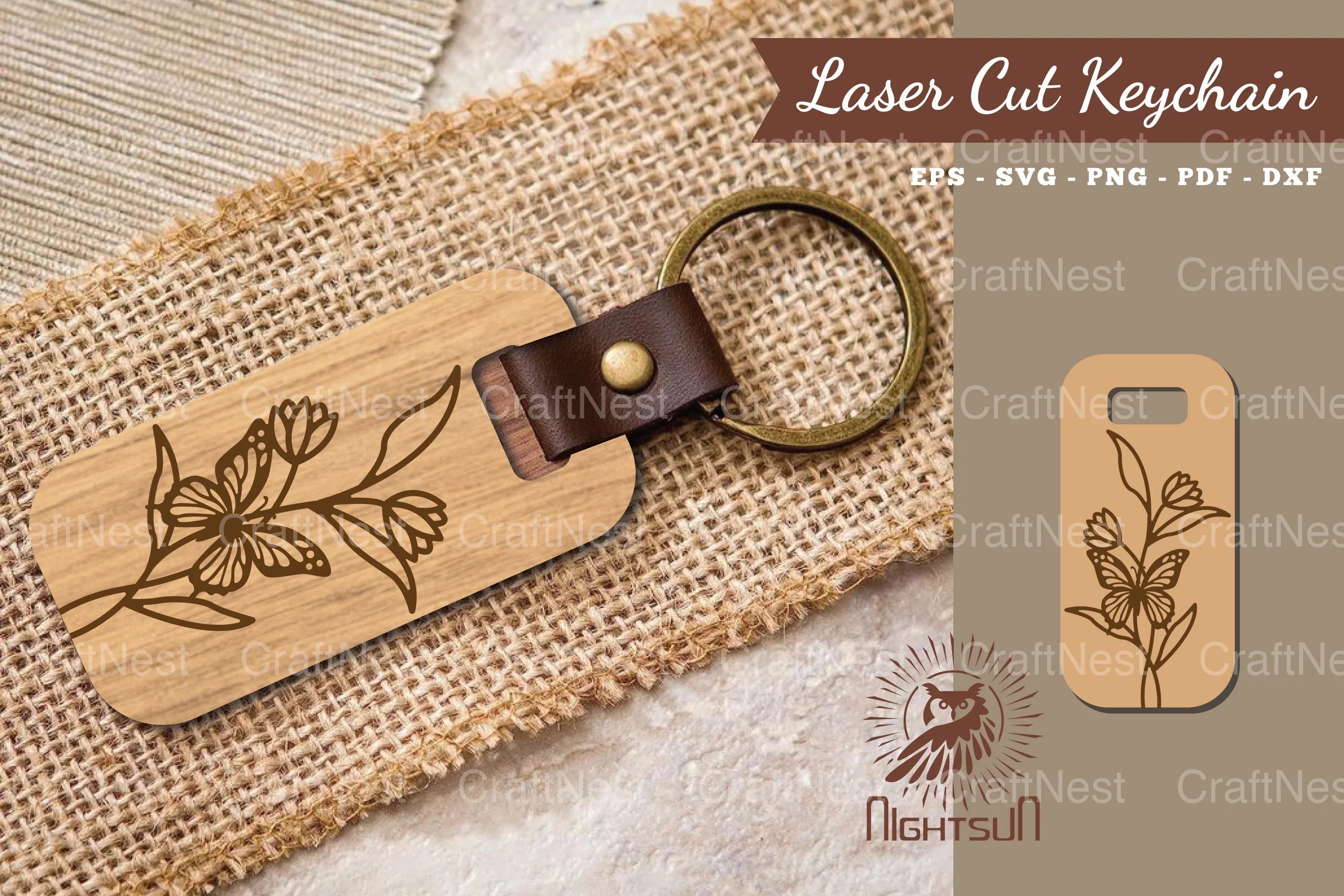 Floral Butterfly Laser Cut Keychain Design Bundle - CraftNest - Digital Crafting and Art