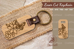 Floral Butterfly Laser Cut Keychain Clipart Bundle - CraftNest - Digital Crafting and Art