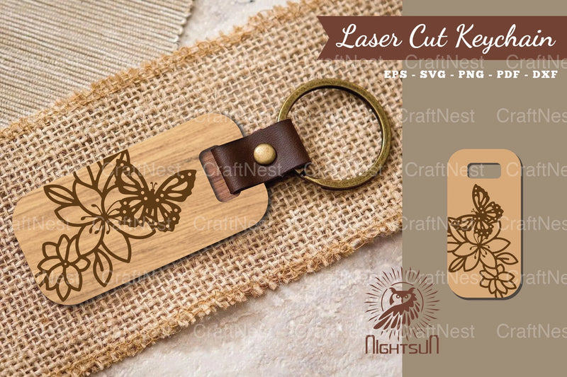 Floral Butterfly Laser Cut Keychain Clipart Bundle - CraftNest - Digital Crafting and Art